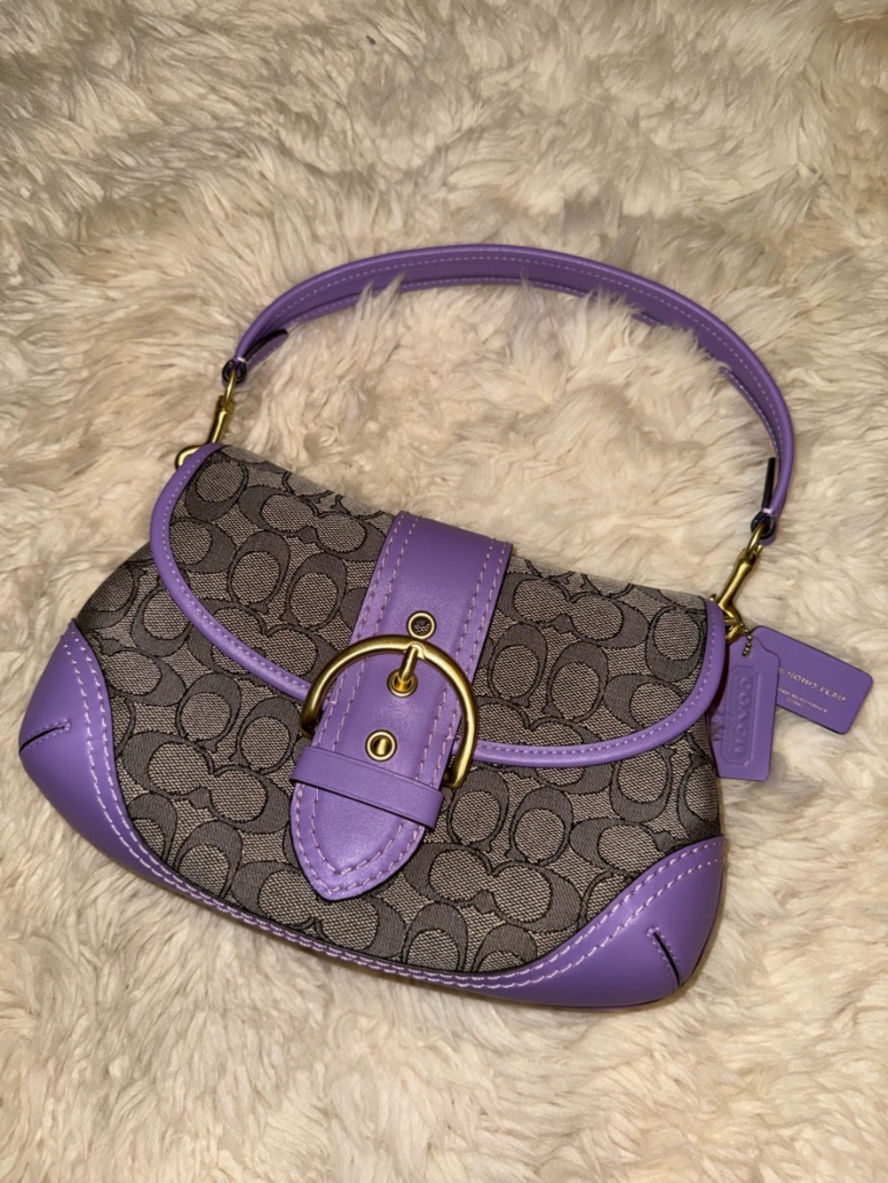 Coach Soho Bag In Signature Jacquard - Brass/Iris - Picture 3 of 8